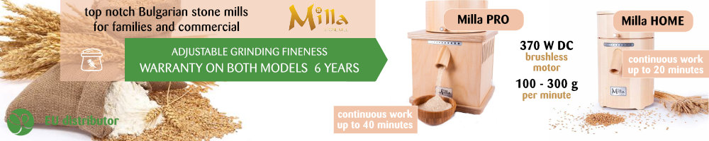 Milla HOME and Milla PRO stone mills with 6 year warranty on LIFEENERGY
