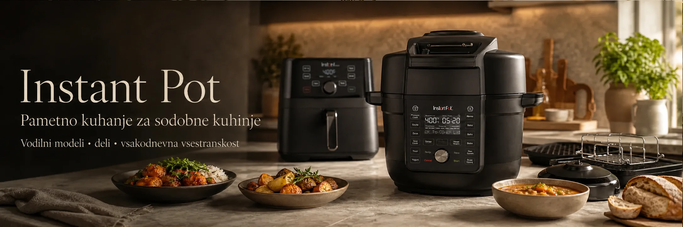 Instant Pot pametno kuhanje z modernimi multicookerji, dodatki in podporo na LifeEnergy Slovenija