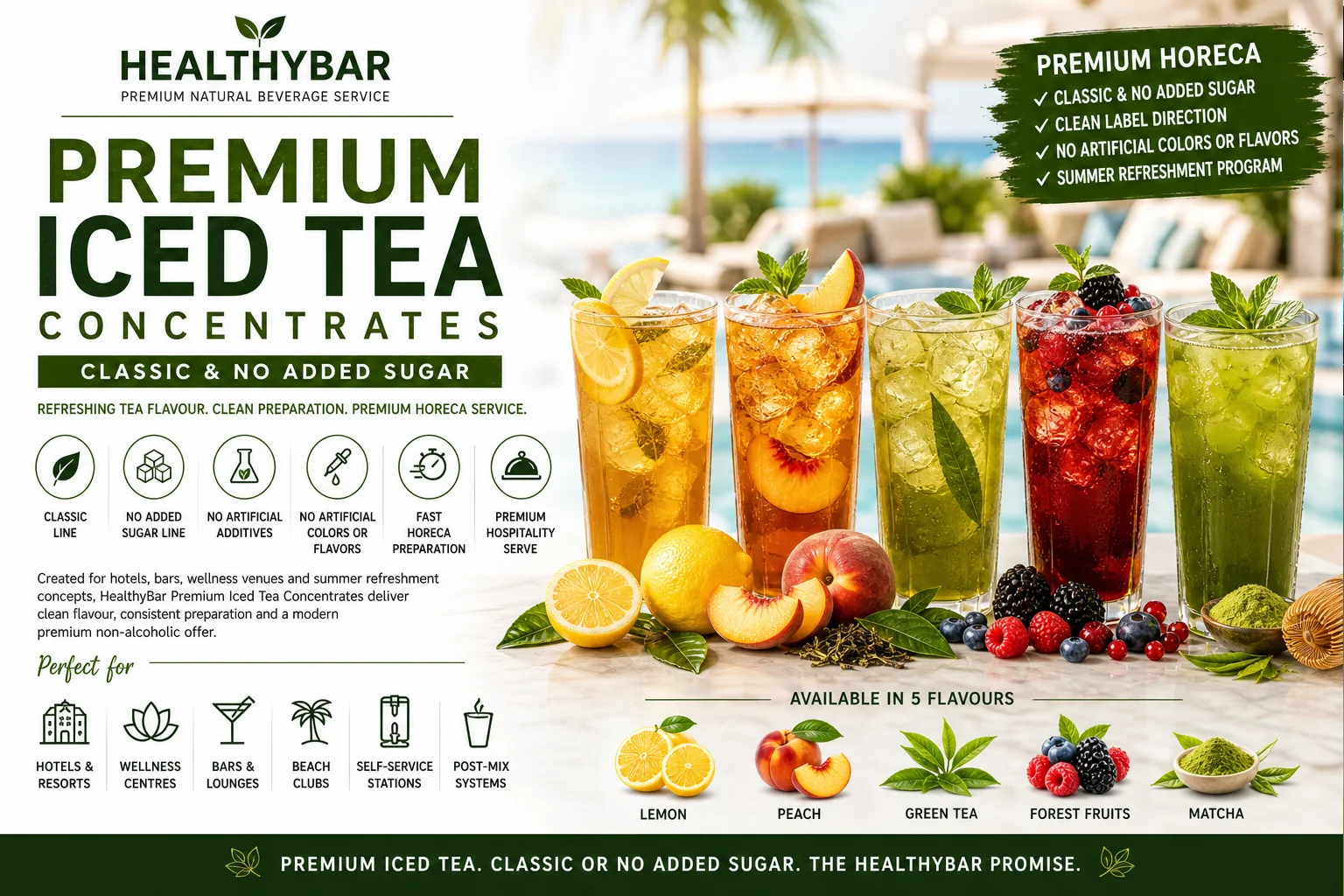 HealthyBar premium koncentrati za ledeni čaj v 5 kg BIB formatu za HORECA sisteme točenja, hotele, bare in wellness objekte